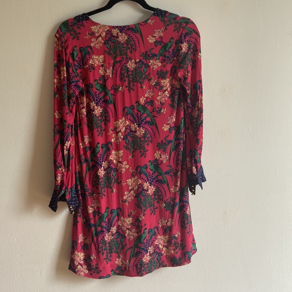 Anthropologie By Anthropologie Printed Pink Floral Polka Dots Dress - Picture 5 of 10